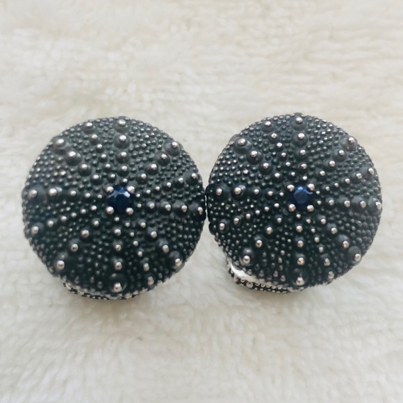 David Yurman Sea Urchin Cufflinks w/Blue Sapphire RARE - Picture 13 of 14